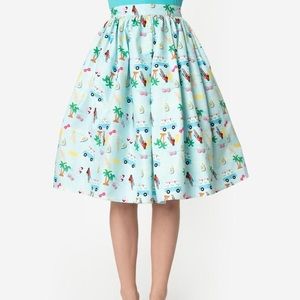 Unique Vintage Barbie Vacation Adventure Beach Print Women’s Skirt Size XS